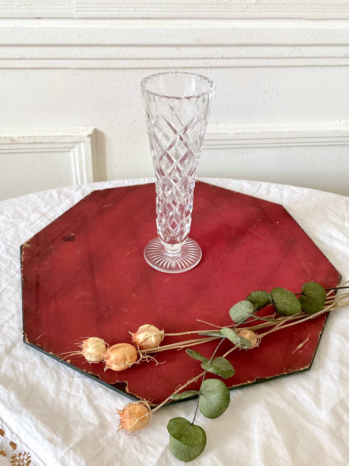 Small vintage crystal soliflore vase