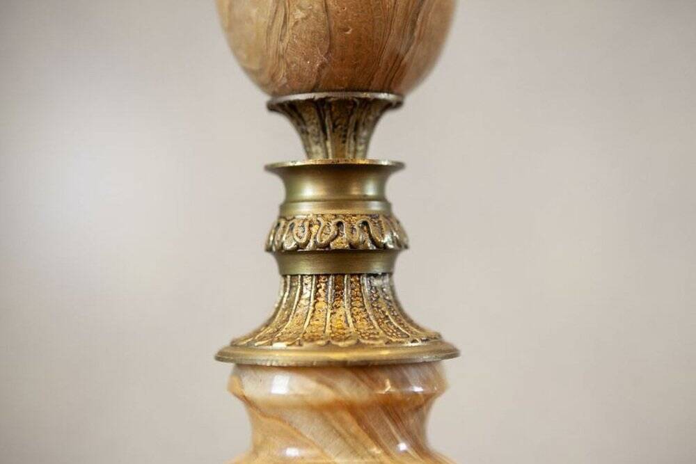 Marble and Copper Night Table Lamp, Late 20th Century