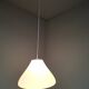 Czechoslovak Midcentury Modern Pendant Light in Opaline Glass and Plastic,