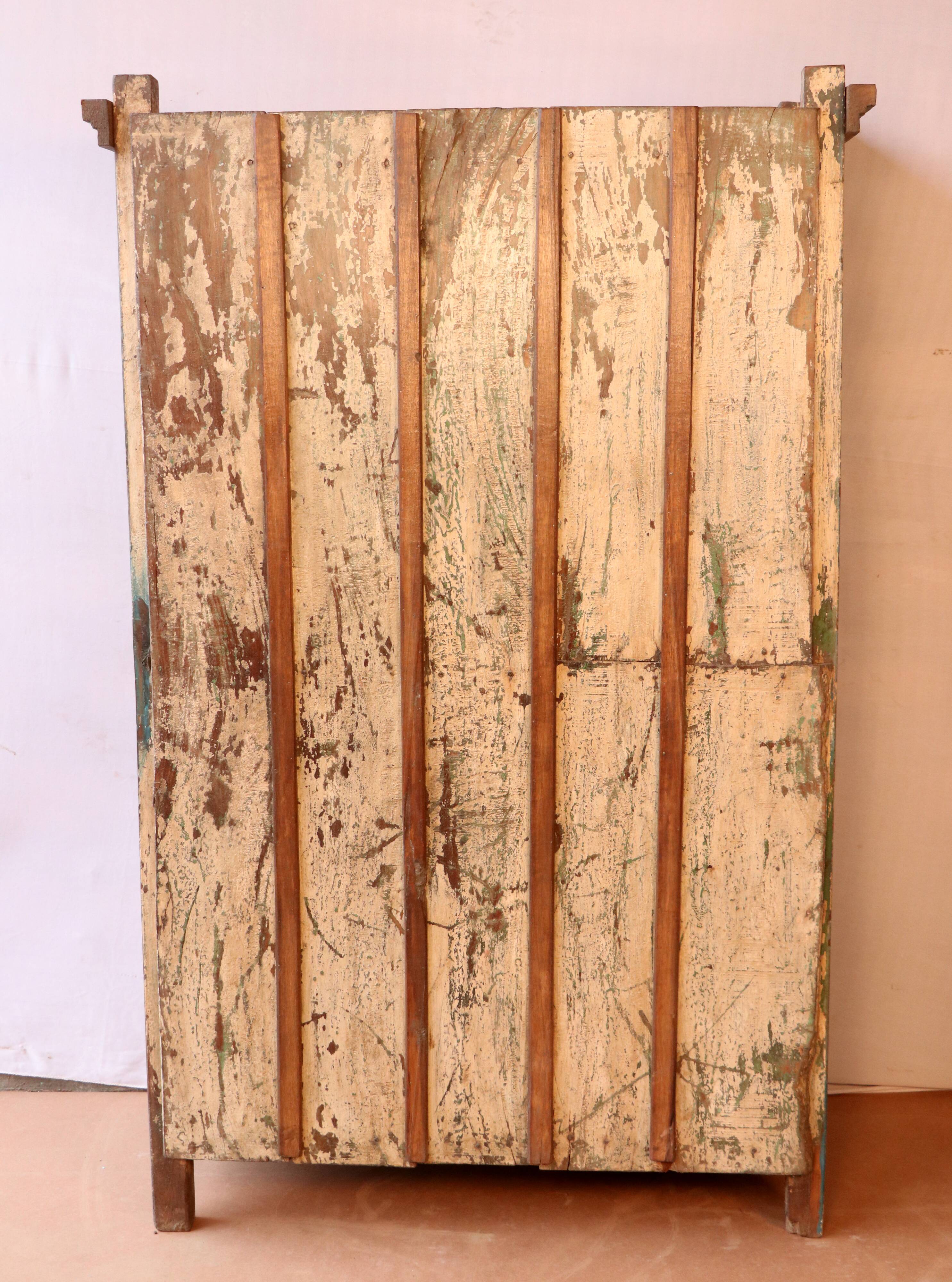 Old Burmese teak vessel Blue-ecru patina