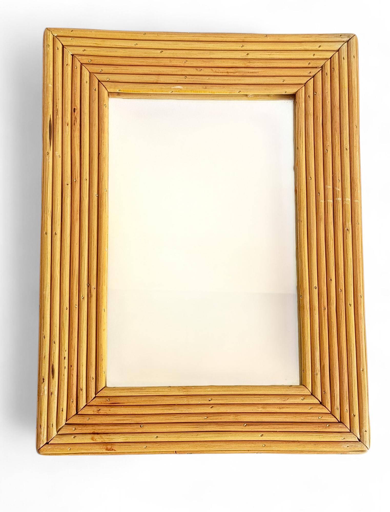 French Riviera Rattan Mirror in the Style of Vivai del Sud, France, 1960s