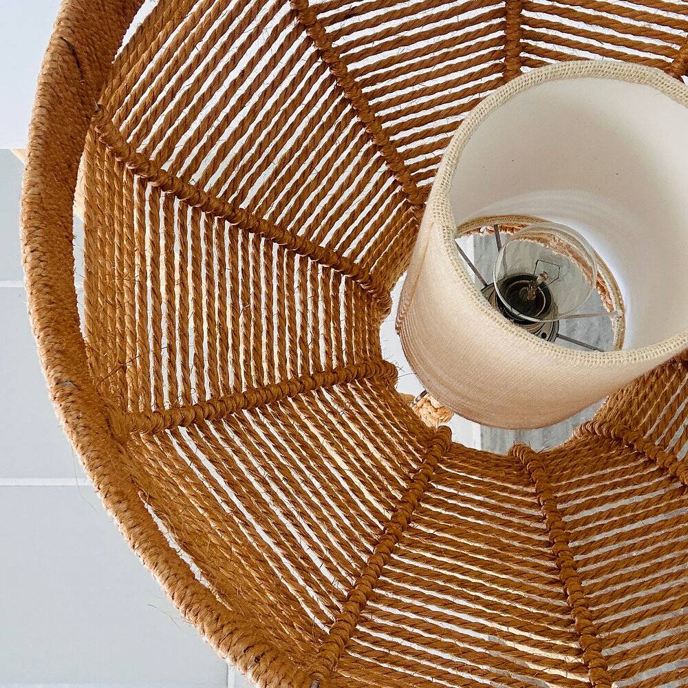 Large rope & jute pendant light, 1970s