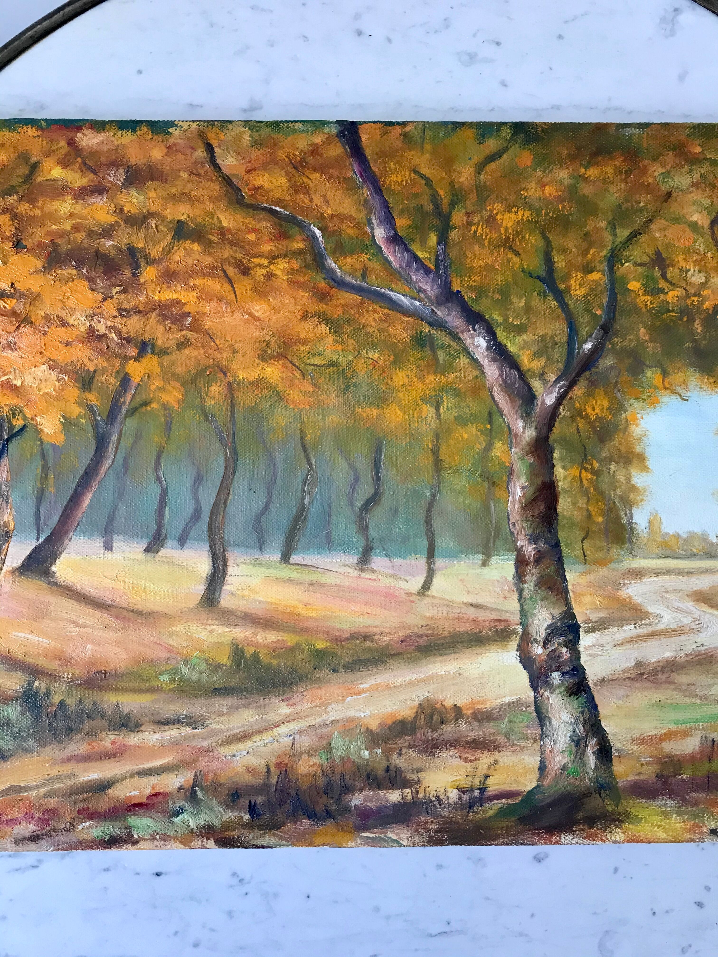 oil painting on canvas autumnal landscape signed "Senneret" vintage