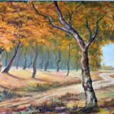tableau huile sur toile paysage automnal signé "Senneret" vintage