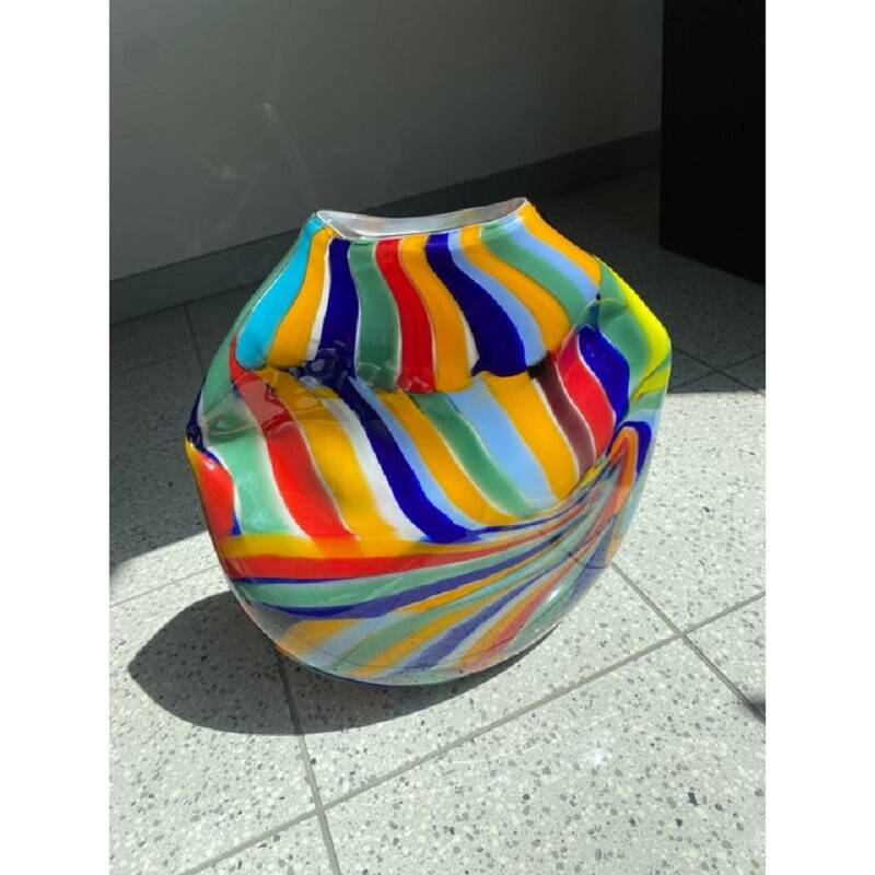 Contemporary Abstract Oval Vase in Murano Glass
