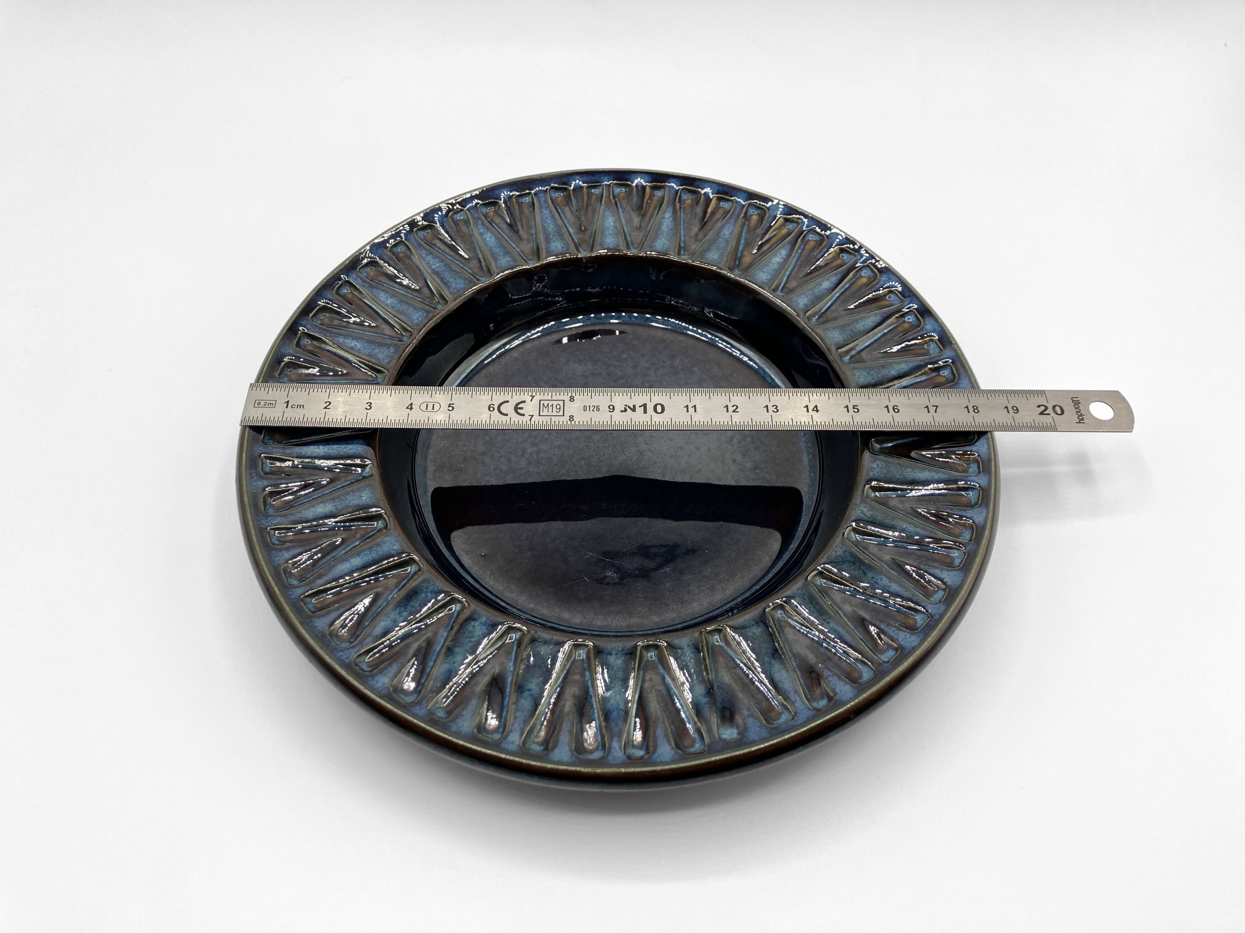 Søholm stoneware plate/dish/trinket tray 3184-2 • Blue series EJ64 by Einar Johansen • Denmark 1960s