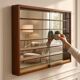Vintage shallow wooden display shelf/wall support.