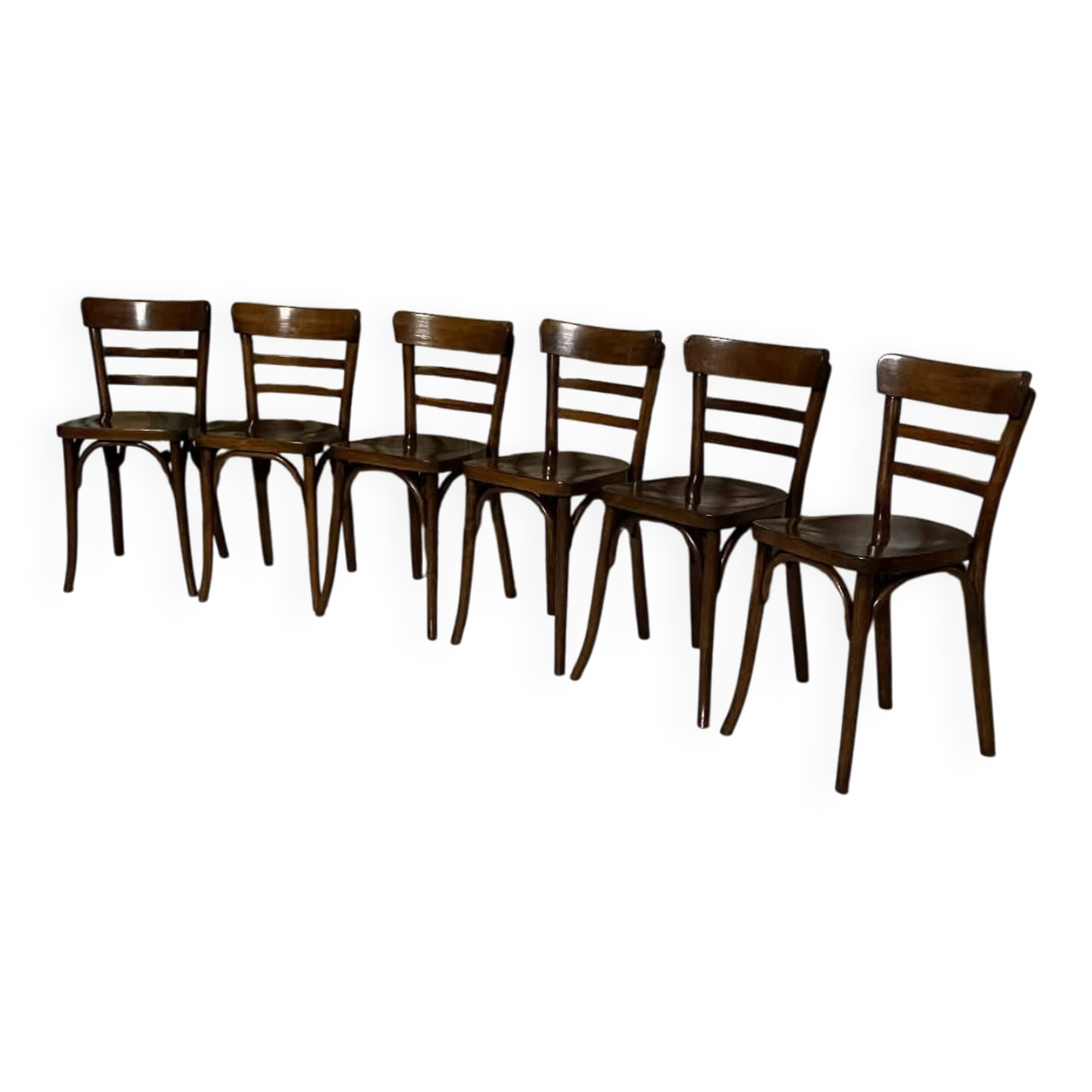 Set of 6 stamped Baumann chairs – bent wood – bistro style