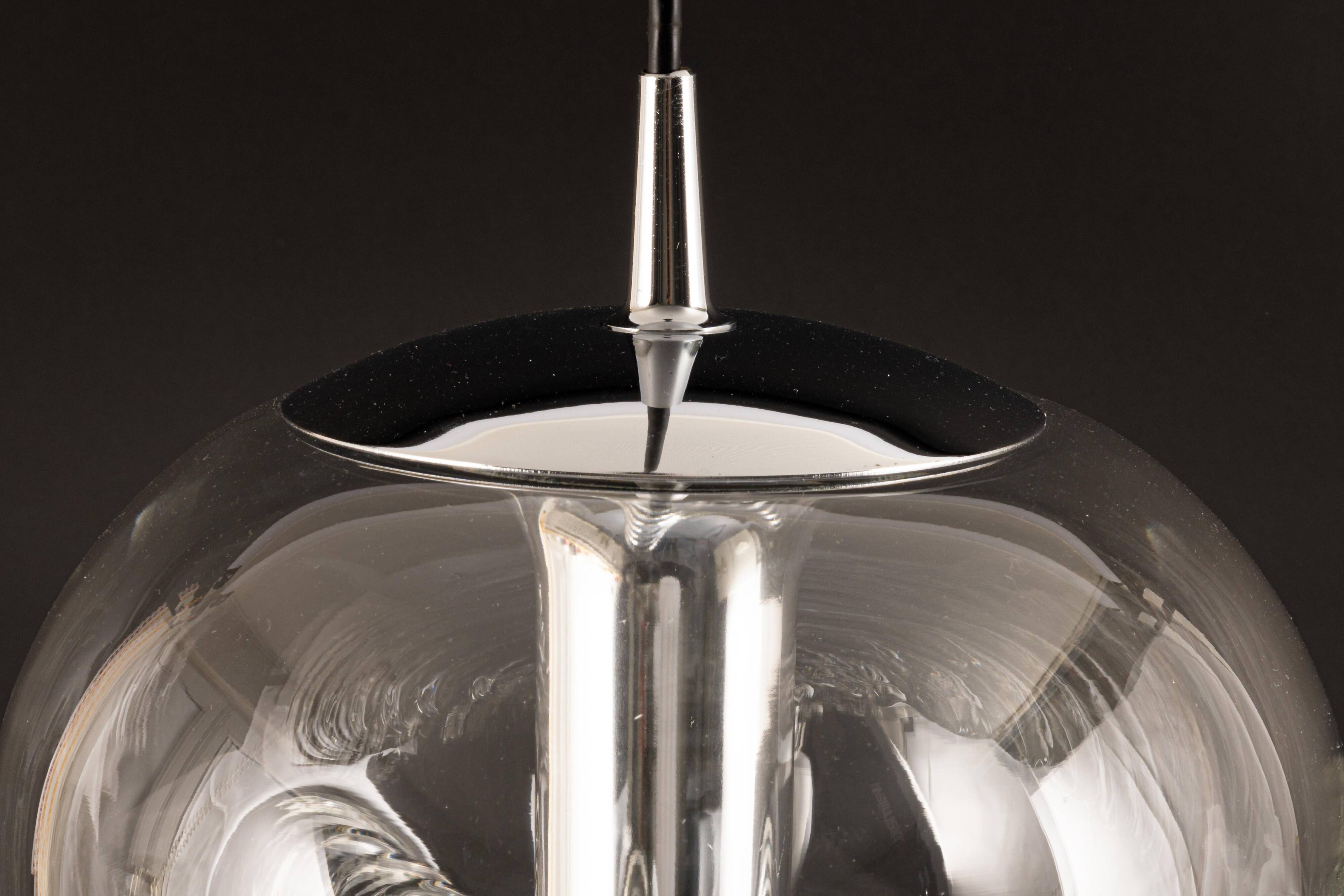 1 of 6 Large transparent glass pendant by Peill & Putzler, Germany, 1970s