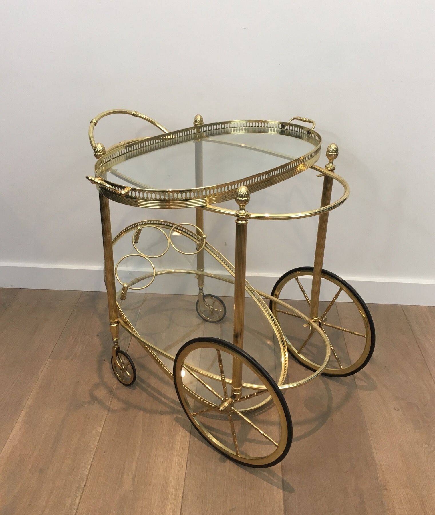 Oval Brass Rolling Table from Maison Baguès