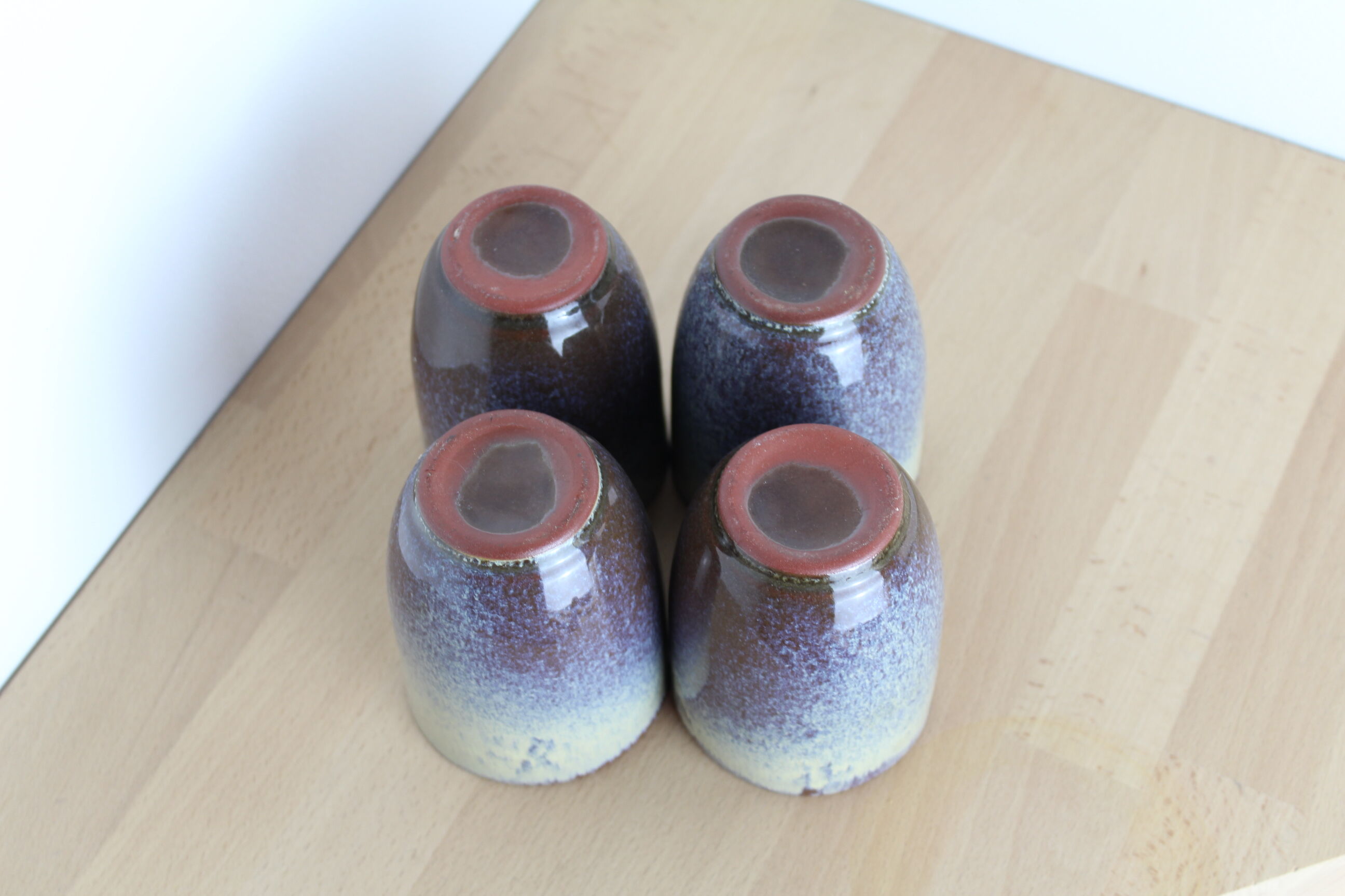 Set of 4 blue ceramics cups