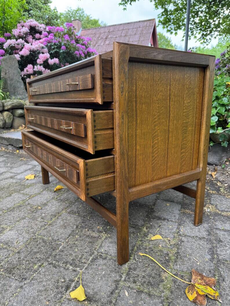Tinted Oak Chest of Drawers, Henry Kjaernulf Style, 1960-70, Danish Design