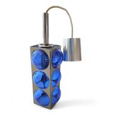 Blue glass / chrome hanging light / 1980s / Temde Swiss