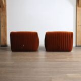 Pair of Cinna Sandra lounge chairs in velvet by Annie Hieronimus, 1970s