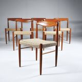 6 wood and rope chairs by Henry Klein for Bramin, 1960s