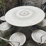 Garden table + 6 antique chairs