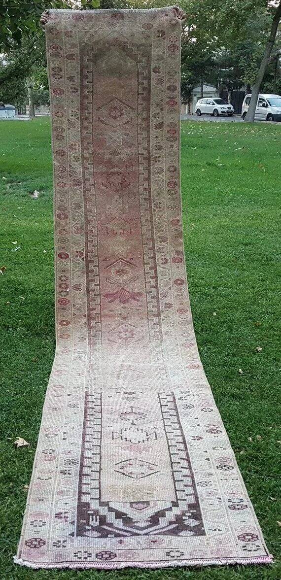 Vintage Turkish hallway rug 85x397 cm