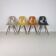 Eames Herman Miller DSW side chairs in ochres and light greige