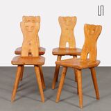 Set of 4 wooden chairs with zoomorphic backs, 1960