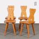 Suite de 4 chaises en bois à dossier zoomorphe, 1960