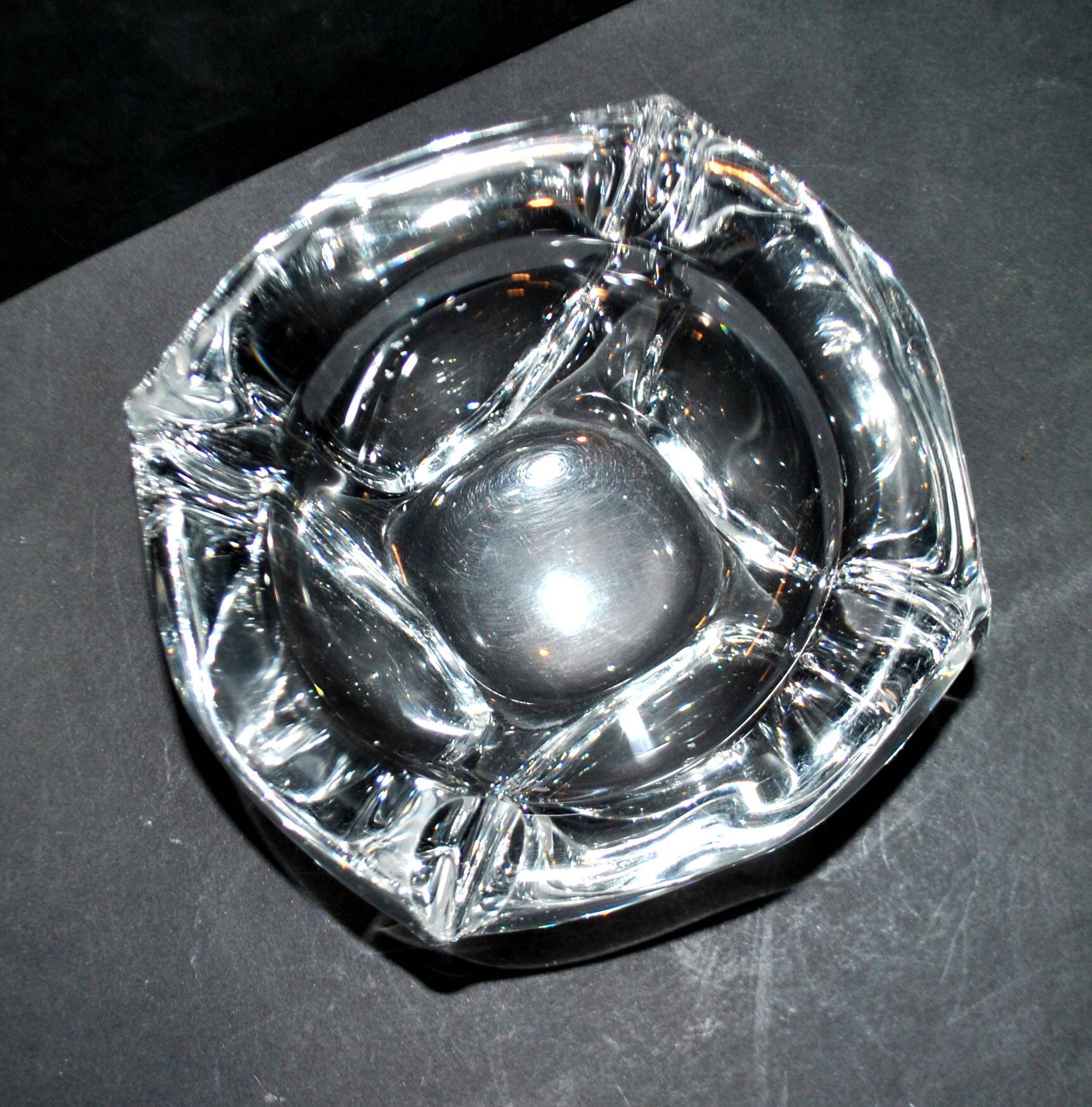 Daum crystal ashtray signed design modernist 1950-1960