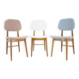 1960s Set of Three Oak Dining Chairs in Boucle, Czechoslovakia