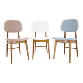1960s Set of Three Oak Dining Chairs in Boucle, Czechoslovakia