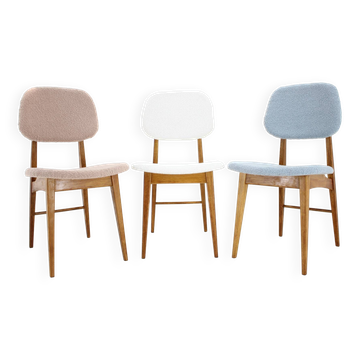 Ensemble de trois chaises à manger en chêne des années 1960 à Boucle, Tchécoslovaquie