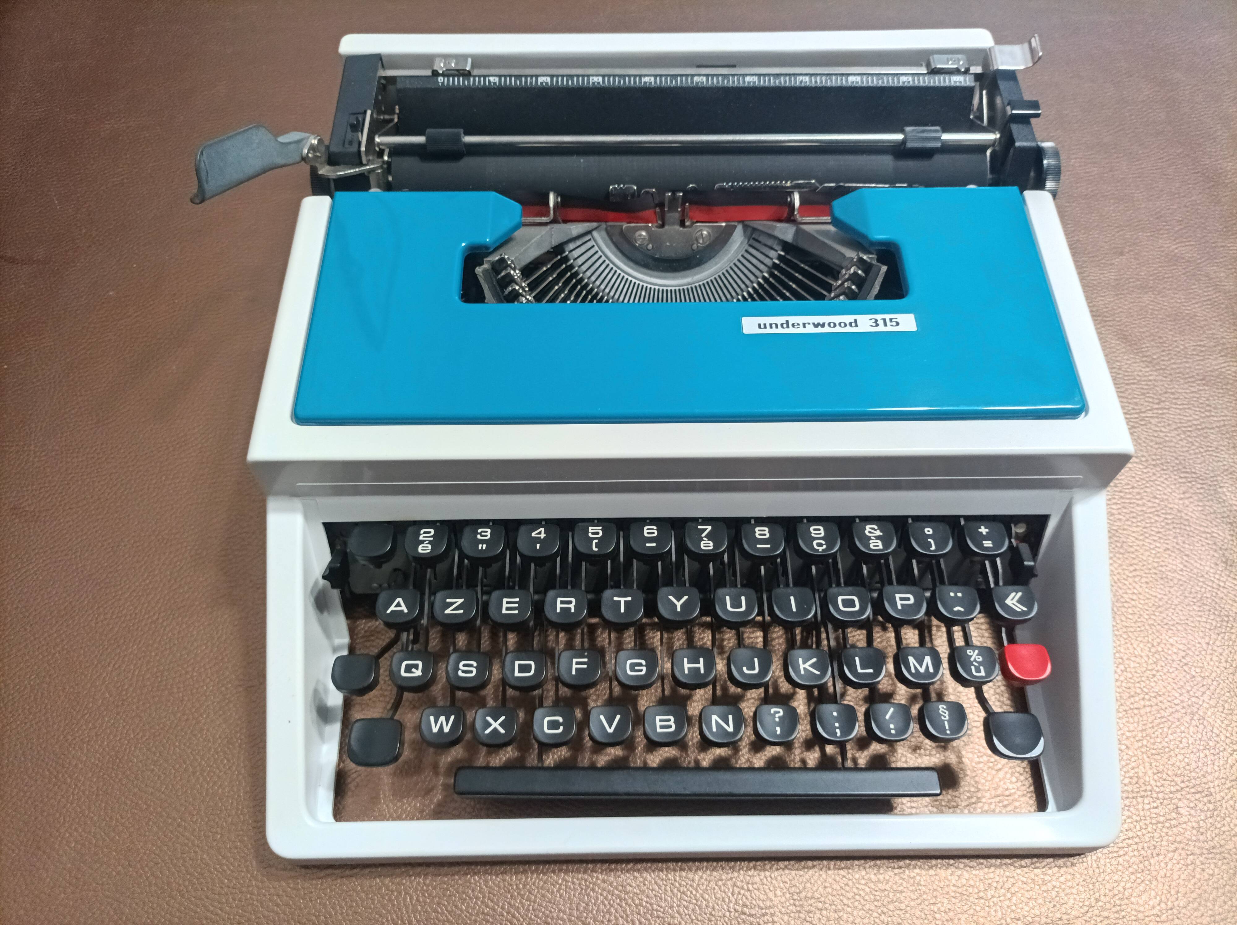 Blue Underwood 315 typewriter