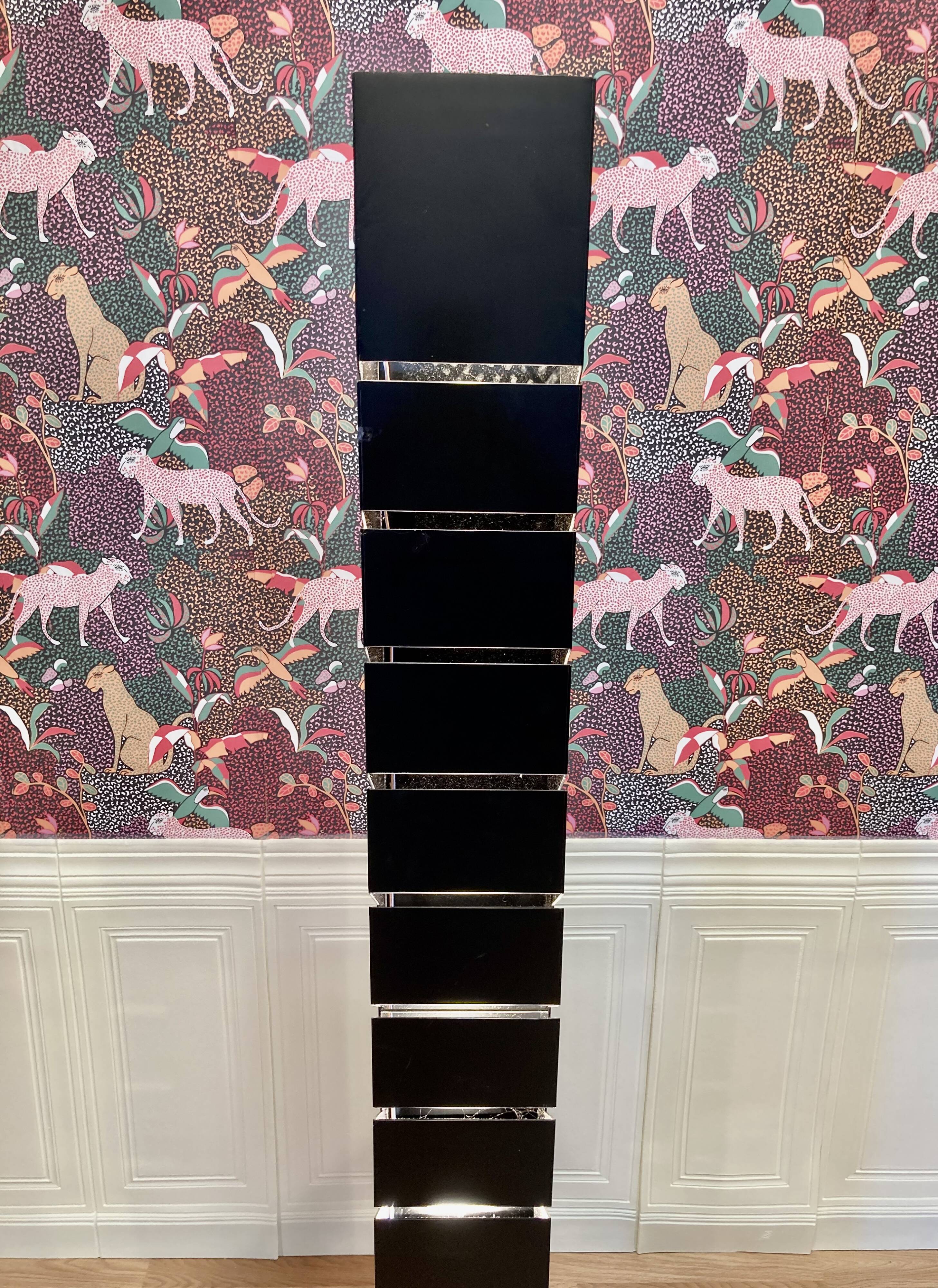 Black steel designer floor lamp 195 CM.