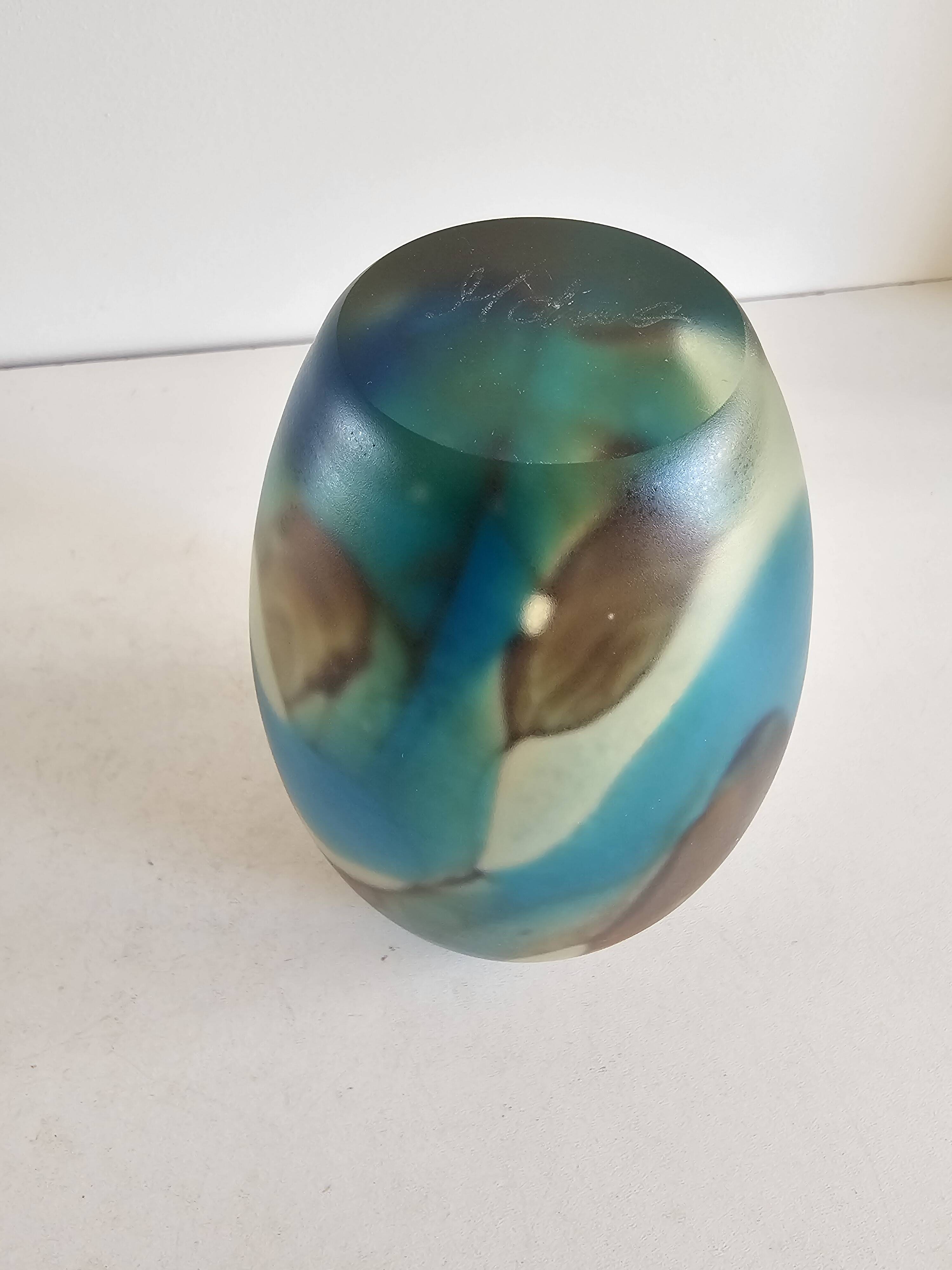 Ovoid vase in multicoloured blown glass signed Mdina - Circa 1960