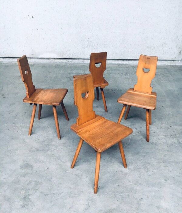 Vintage Belgian Brutalist Pub Café Chair Set by Torck, 1960s, Set of 4