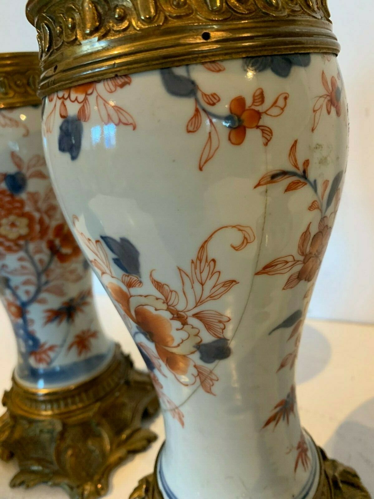 Pair of China porcelain lamp chiseled bronze 19th century