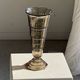 Flared Art Deco vase in smoked moulded glass with steps H30 W13.5