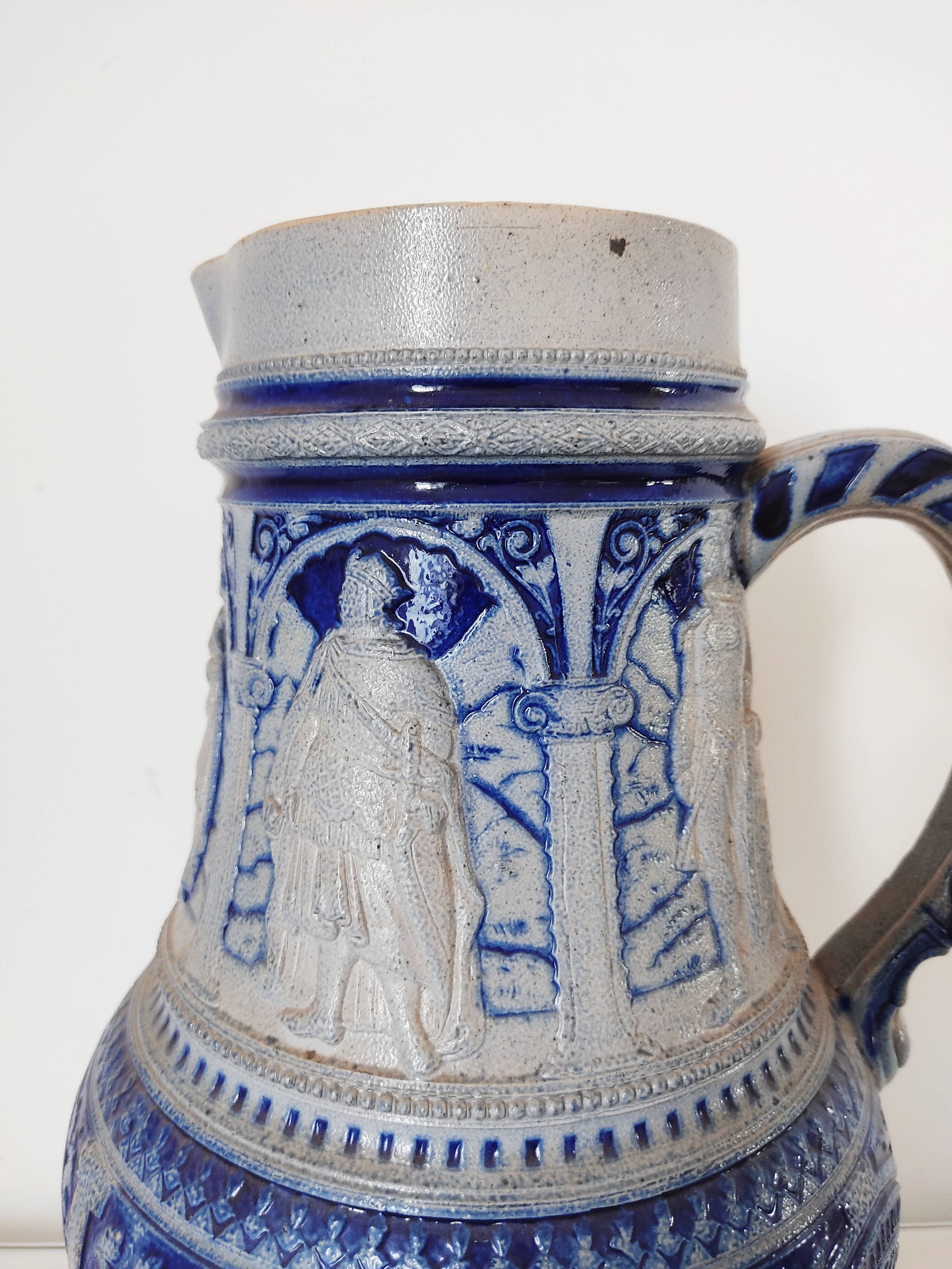 German sandstone jug decoration medieval kings