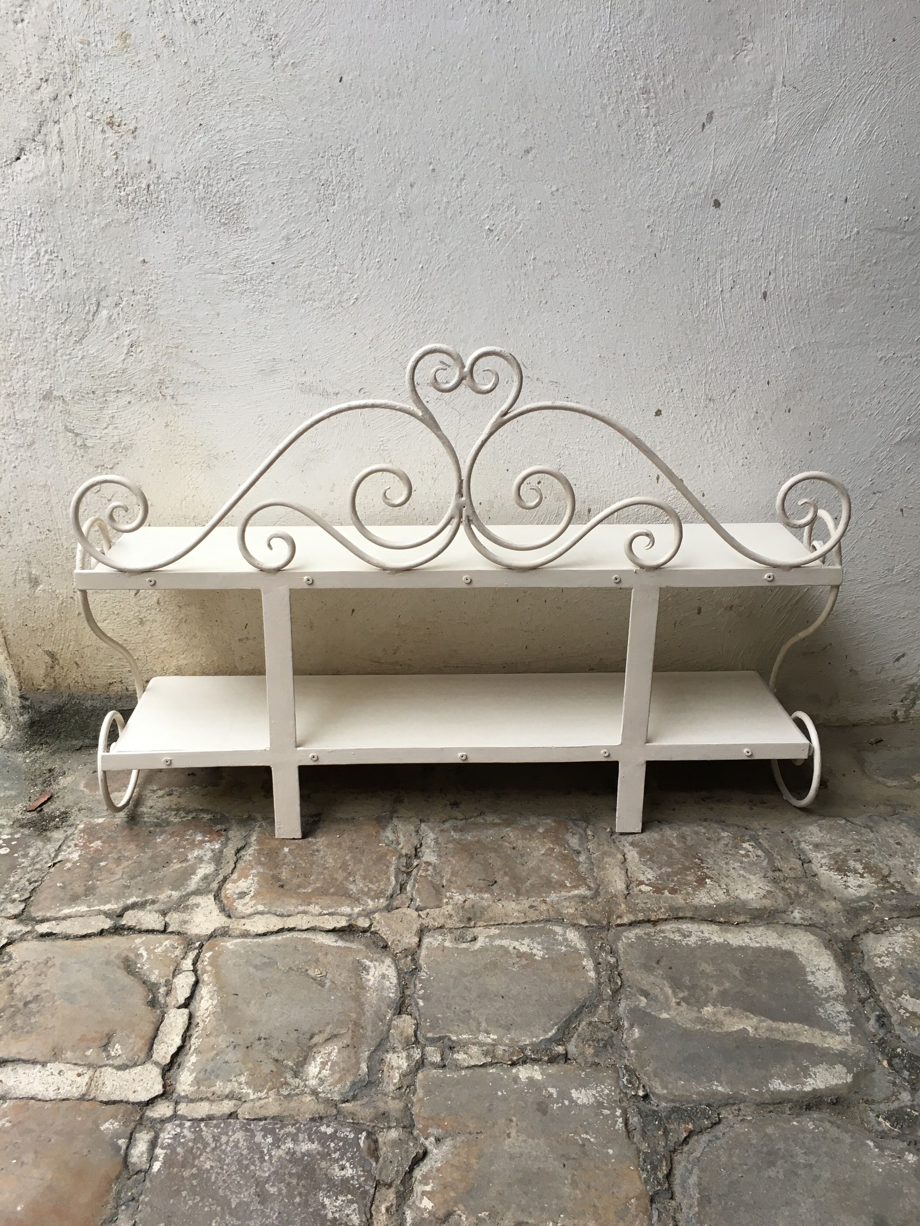 Painted wood and metal shelf