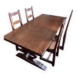 Lot table de monastère et 8 chaises