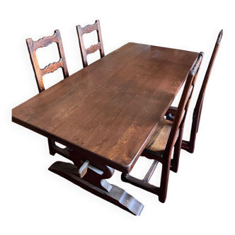 Lot table de monastère et 8 chaises