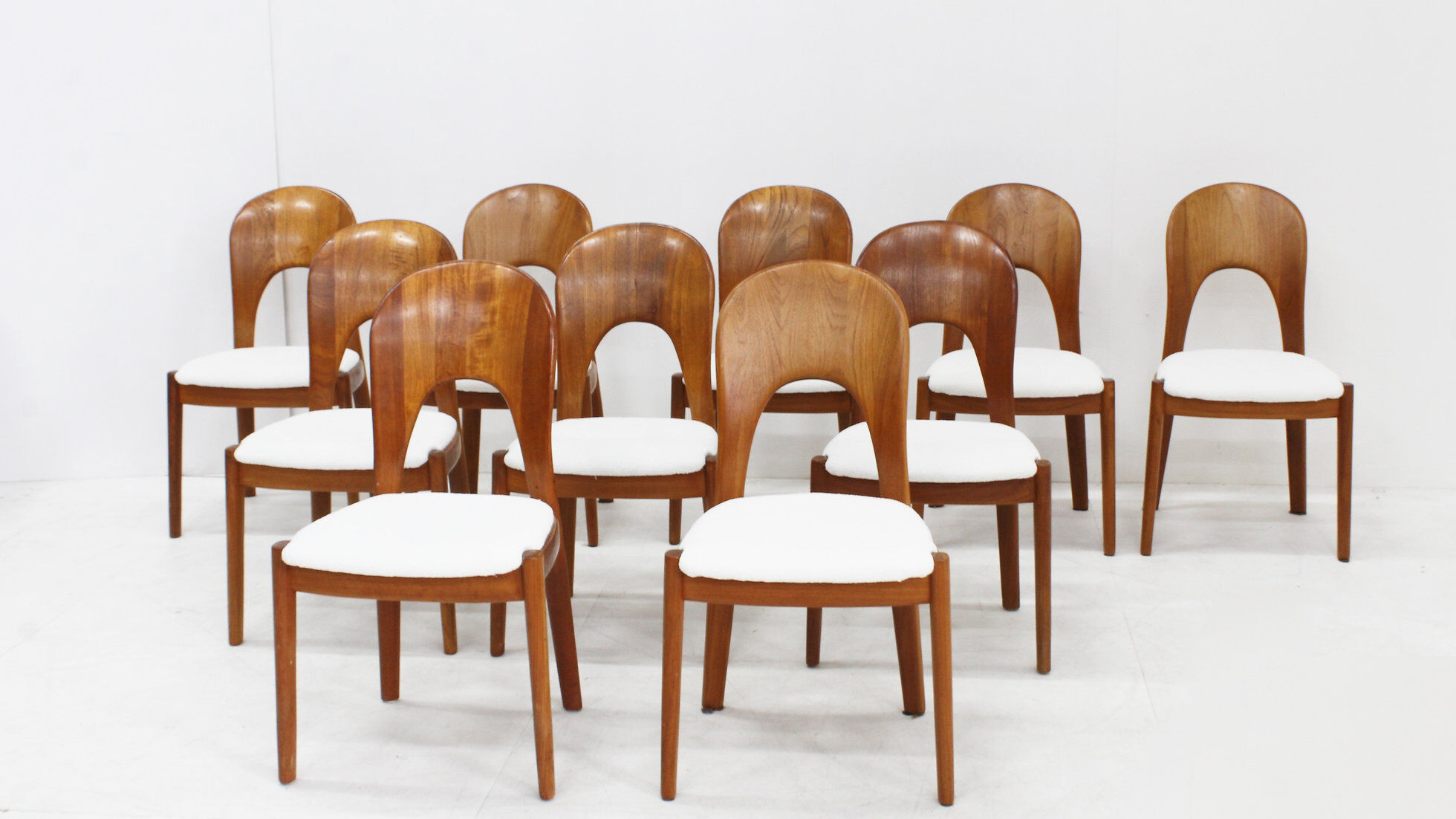 Vintage Danish dining chairs by Niels Koefoed solid teak, set of 10
