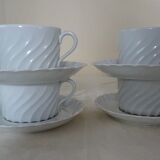 4 cups with saucer Limoges Haviland white torso