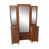 Old dressing table with triple mirror.