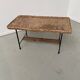 Table basse osier tressé et métal 1960