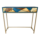 Straw marquetry console
