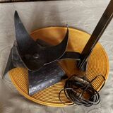 Vintage wrought iron burlap table lamp