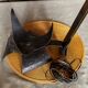 Vintage wrought iron burlap table lamp