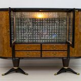 Paolo Buffa Mid-Century Modern Italian Mahogany and Walnut Bar Cabinet, 50