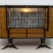Paolo Buffa Mid-Century Modern Italian Mahogany and Walnut Bar Cabinet, 50