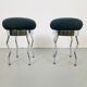 Vintage Uri Stools with Waved Chrome Legs and Black Seats by Per Ivar Ledang for Ikea, 1995, Set of 2
