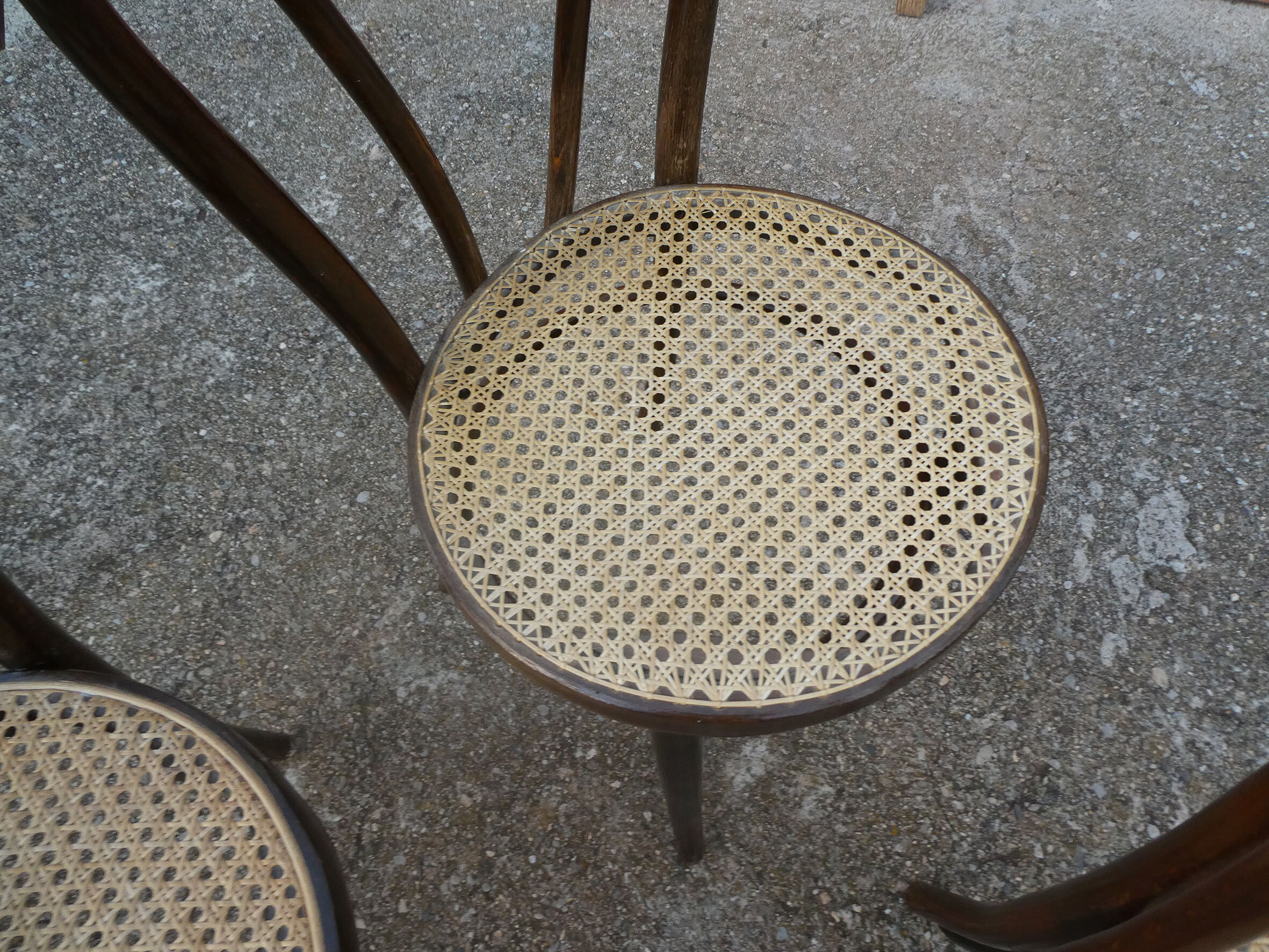 Set of 6 bistro chairs canned in curved wood N°18