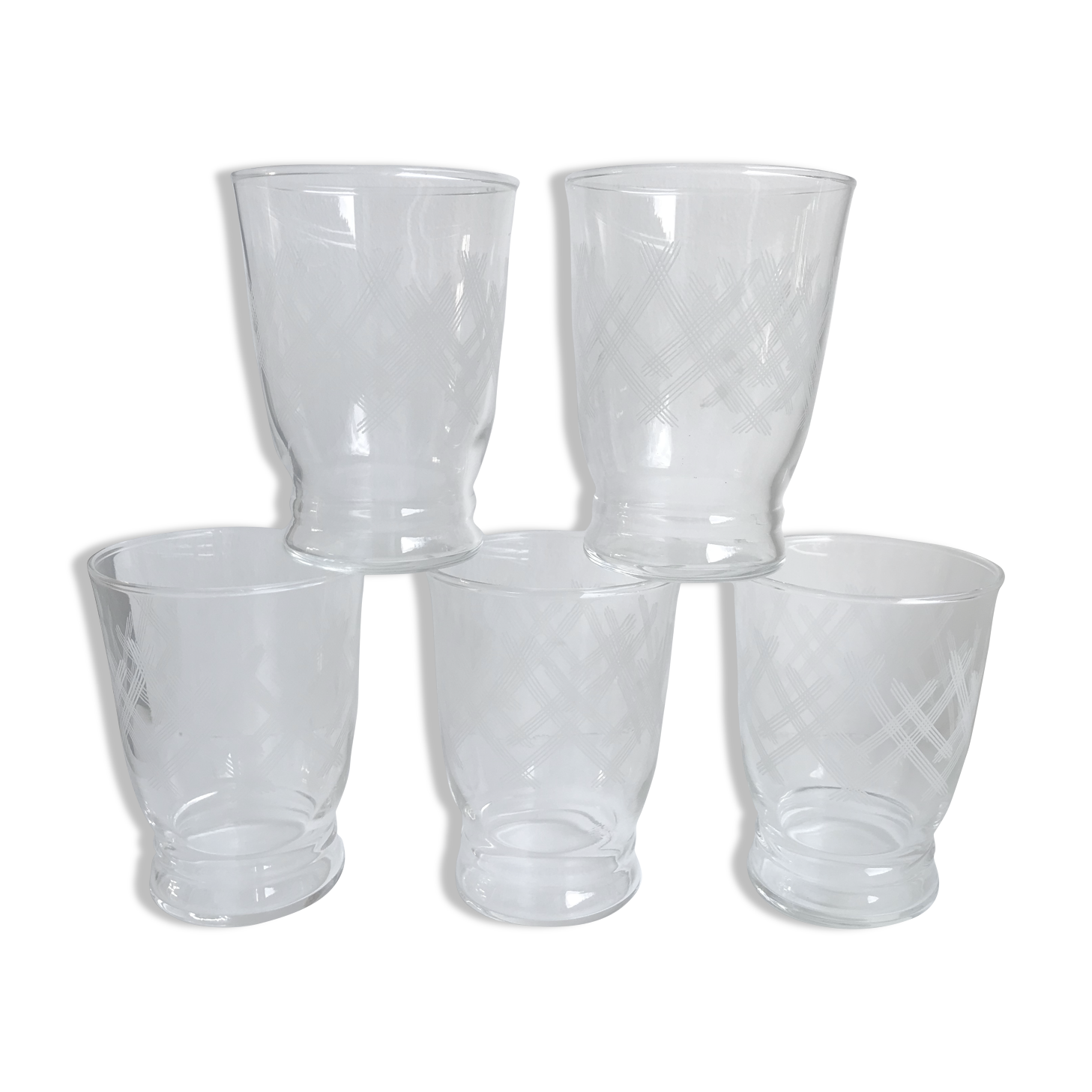 Lot de 6 verres à eau gravés années 60